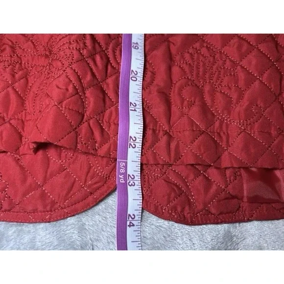 RQT Womens Size PM Quilted Jacket Red Petite Lightweight Button Front Embroidery - Picture 9 of 15